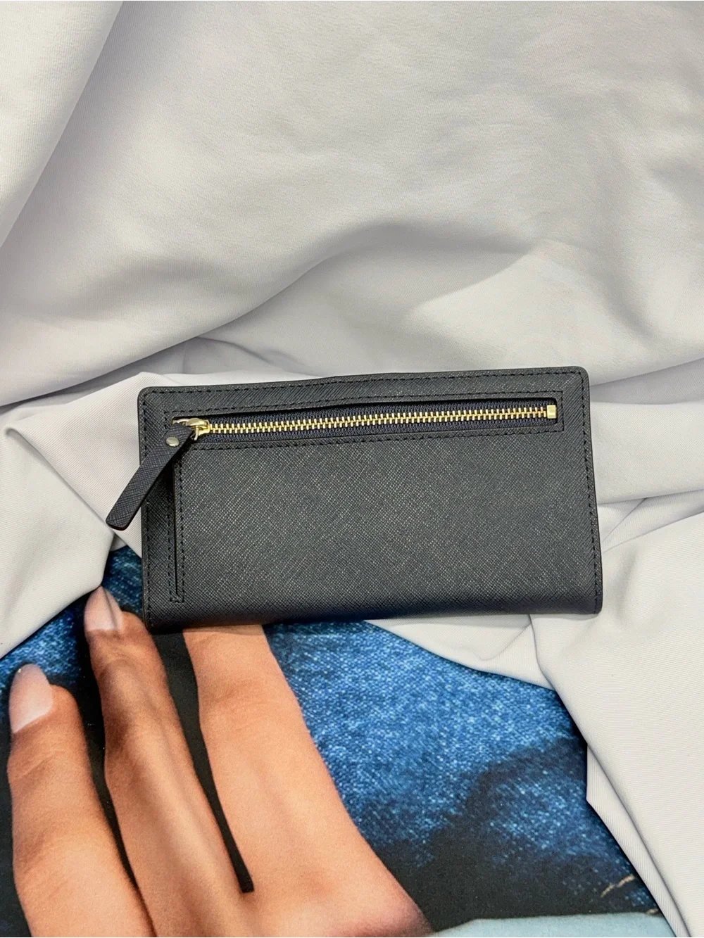 (new+tag) Kate Spade stacy long leather wallet navy blue
